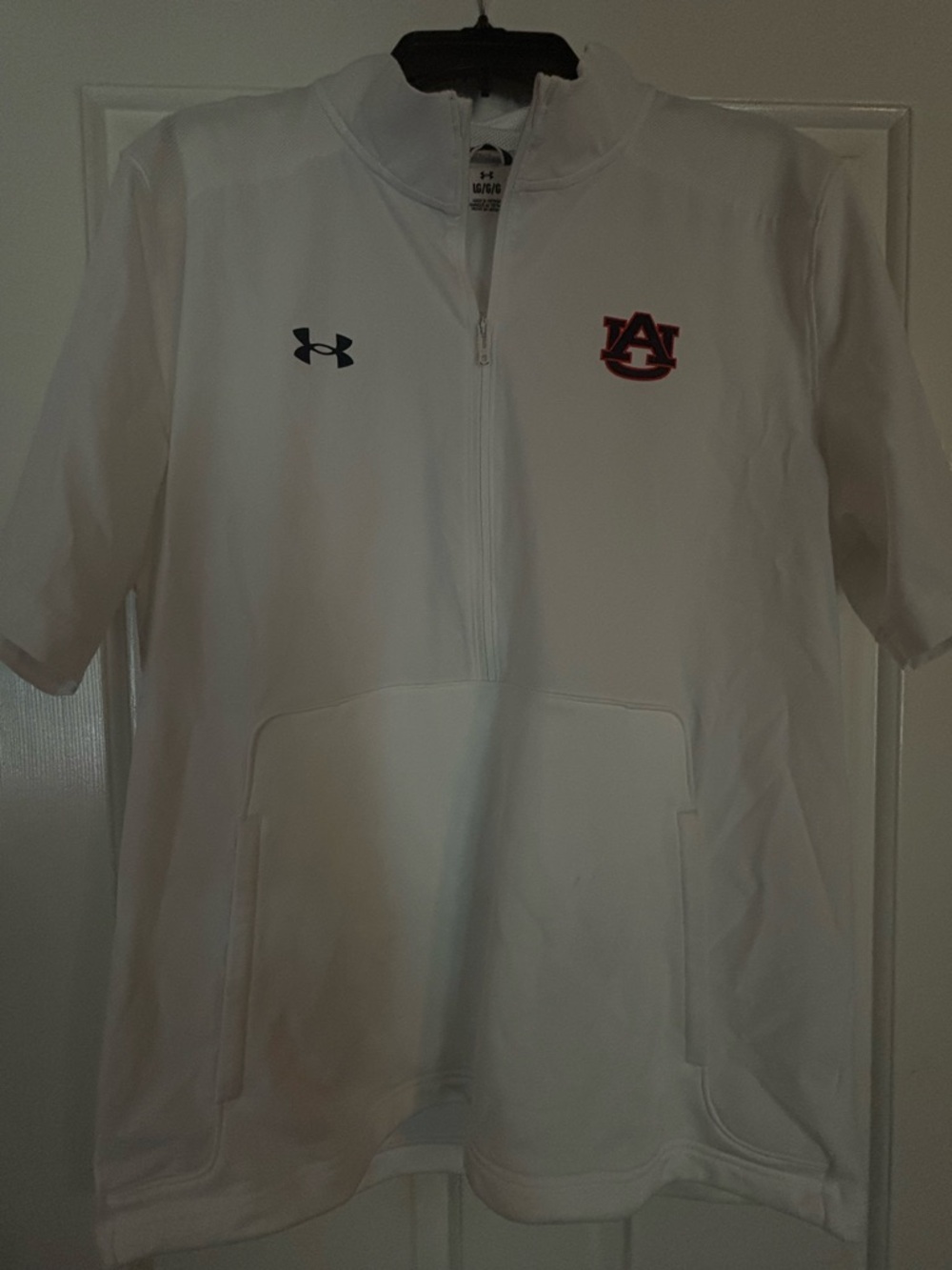 Under Armour White Short Sleeve Quarter-Zip with Auburn AU Logo